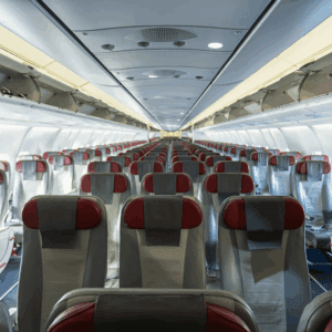 Interior of a commercial aircraft cabin