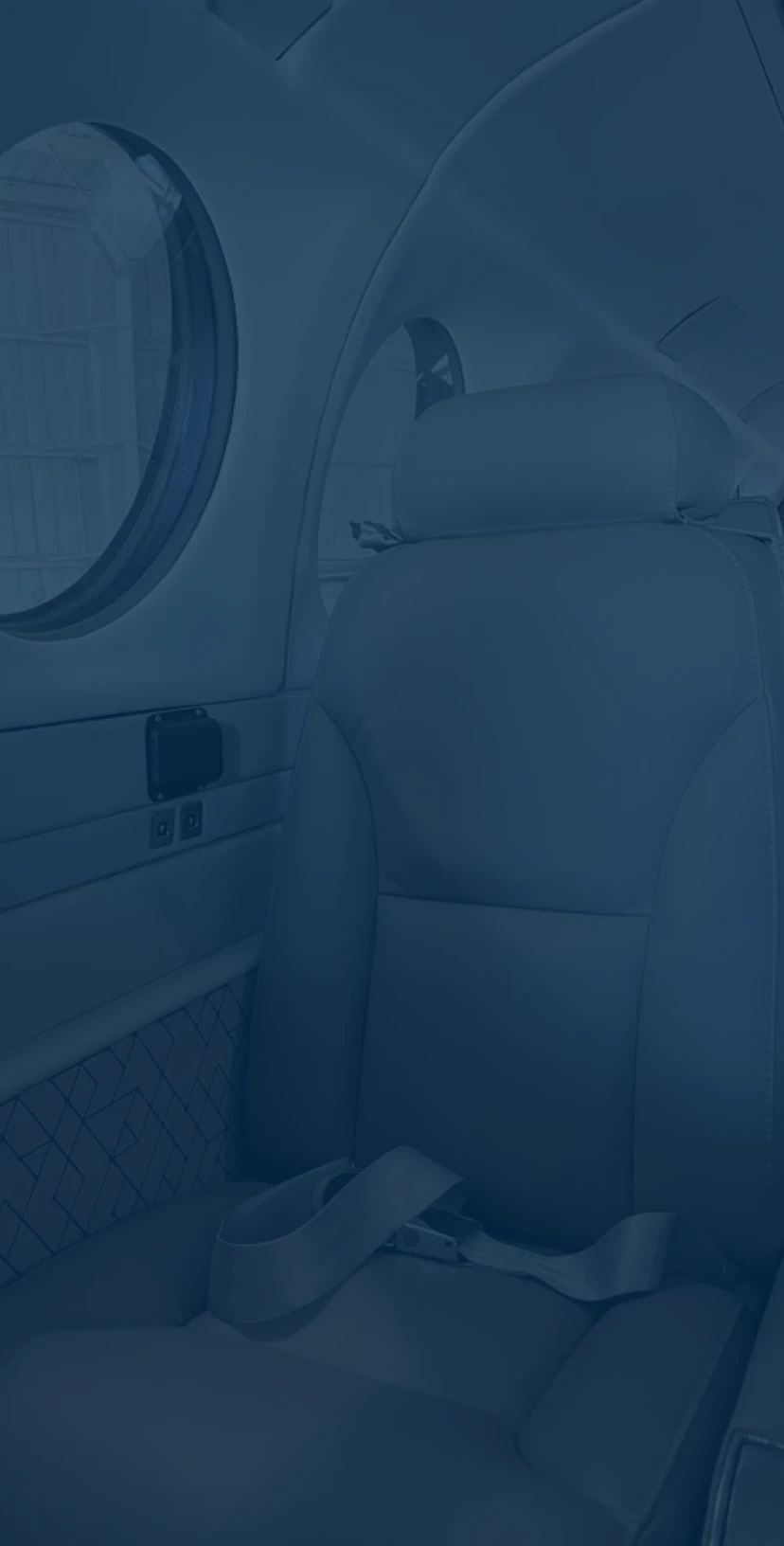 Luxurious private jet interior seat